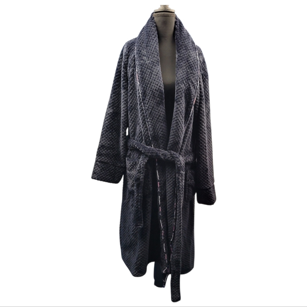 Vera Bradley Plush Textured Robe Size L/XL Belted Cozy Lounge Spa